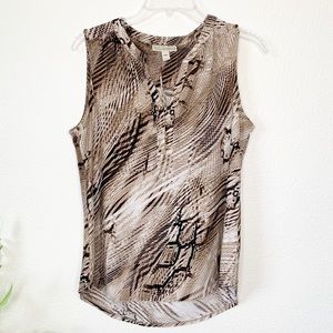 Dana Buchman Sleeveless Blouse Women’s Size Medium Petite Snake Skin Print